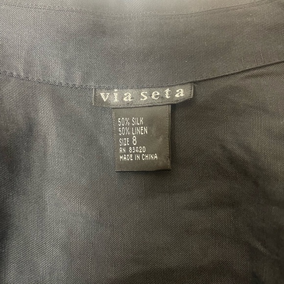 Via seta embroidered snap button blouse shirts size 8 - Picture 6 of 9